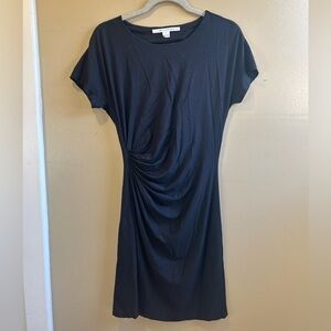 Diane von Furstenberg Little Black Tshirt Dress LBD Small Ruched Luxury classic